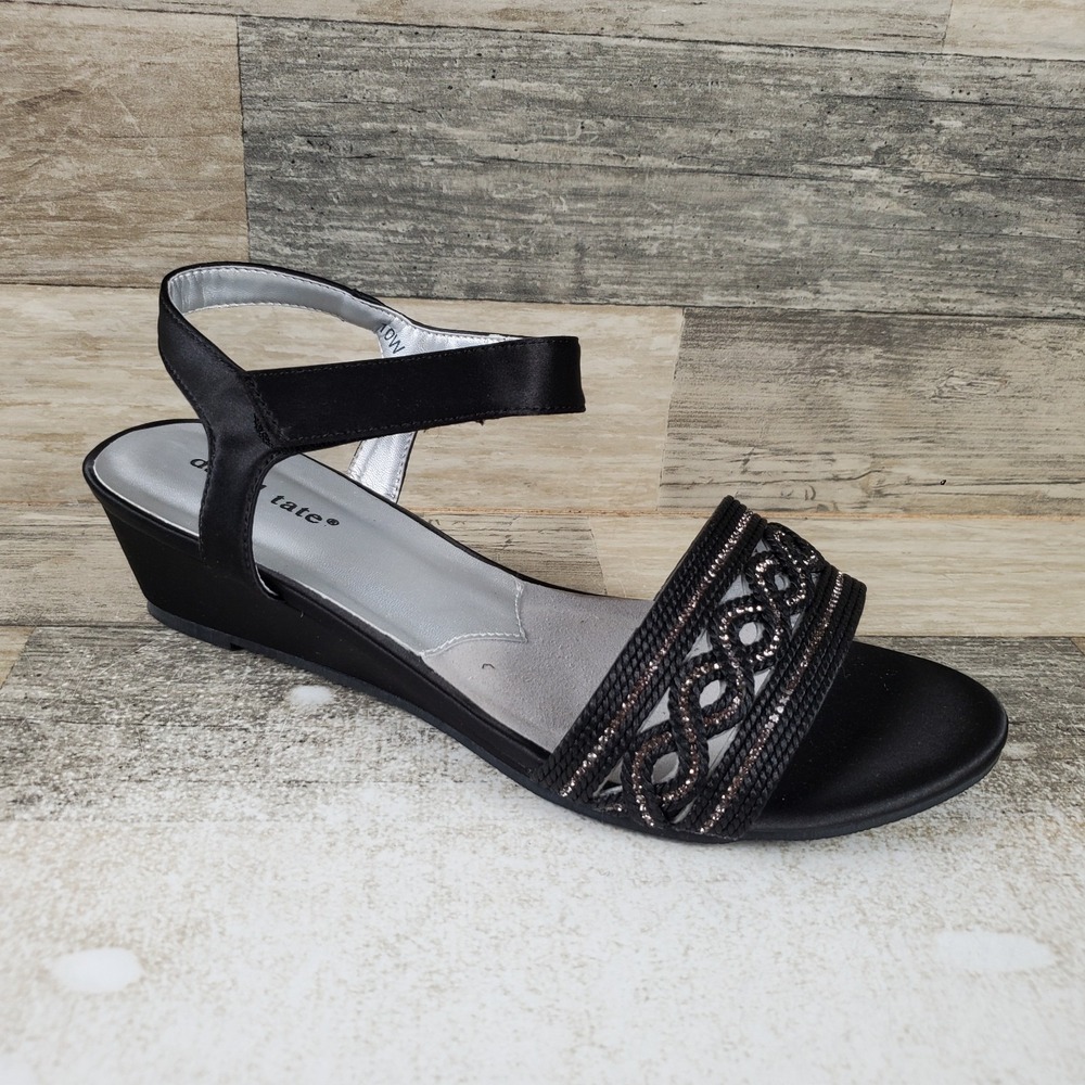 David Tate Indigo Sandals Womens Sz 10 W Wide Satin Cord Open Toe Ankle Strap